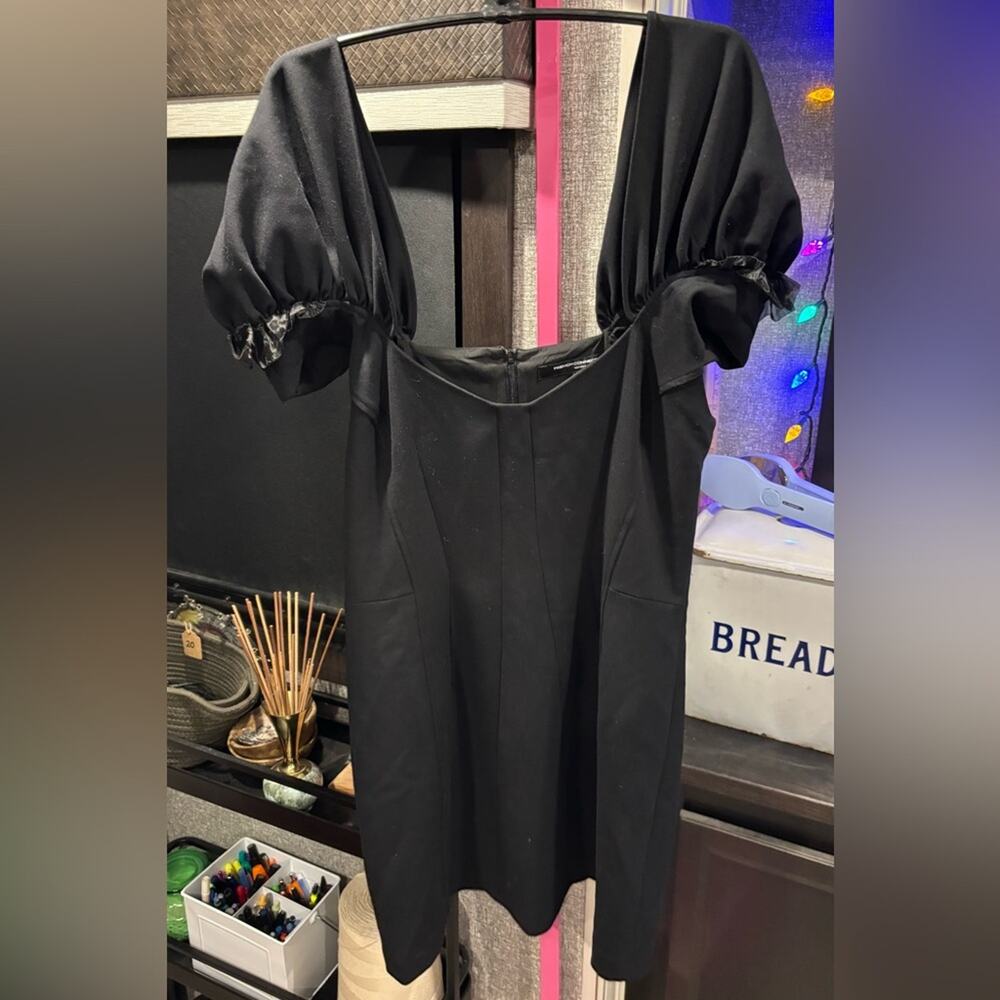 French connection whimsigoth coquette Elegant Black Puff Sleeve Dress size 8